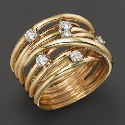 Golden Zirconia Thin Ring