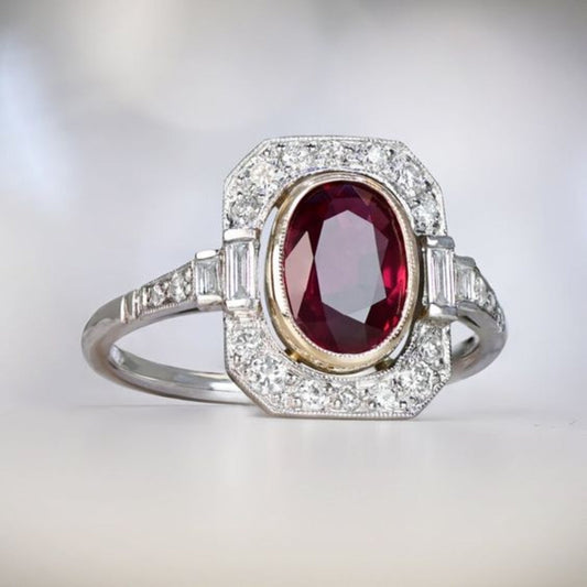 Red Zirconia Silver Ring