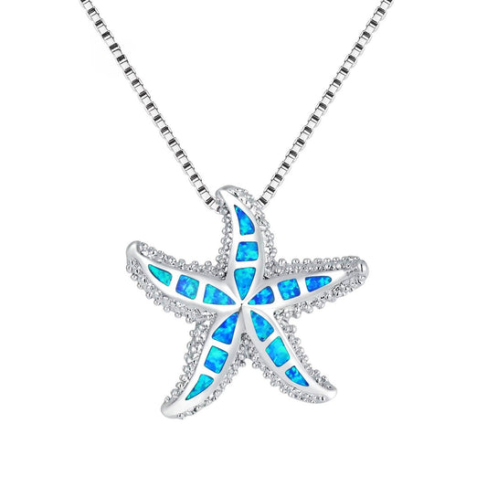 Blue Opal Starfish Necklace