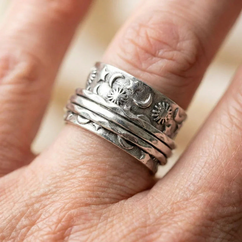 Bohemian Star Moon Ring