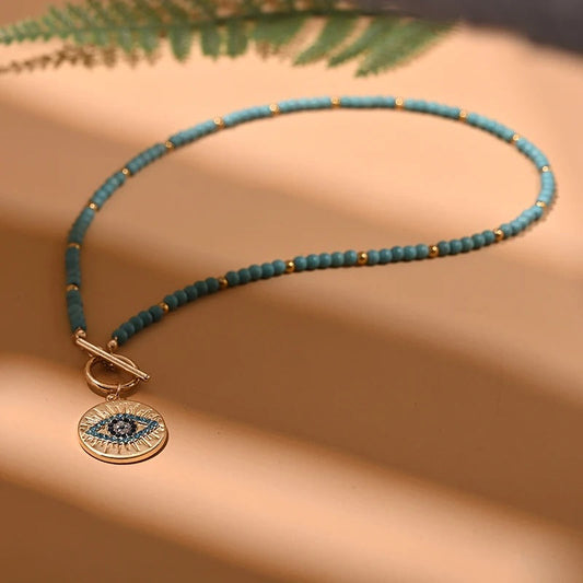 Bohemian Turquoise Evil Eye Necklace