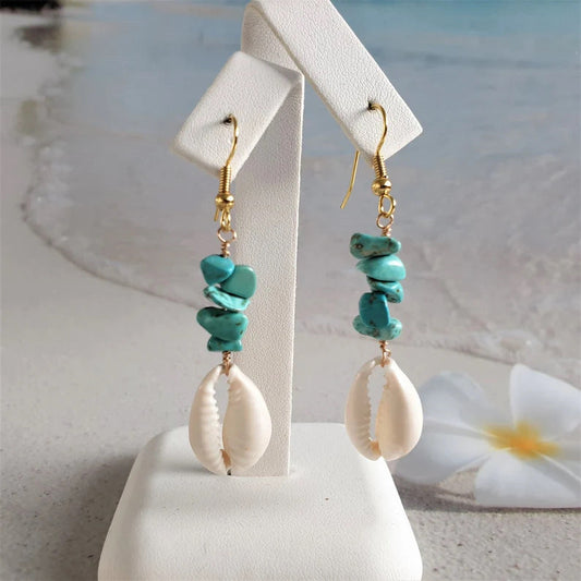 Bohemian Turquoise Shell Earrings