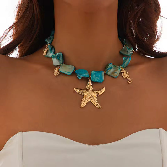Bohemian Turquoise Starfish Necklace