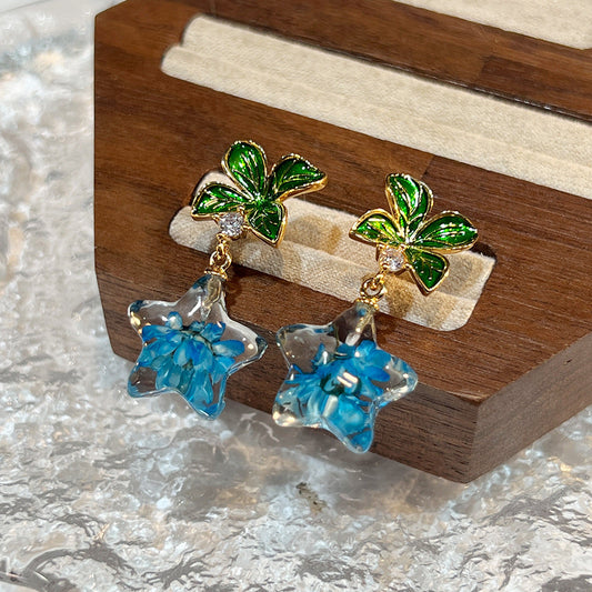 Botanical Blue Flower Earrings