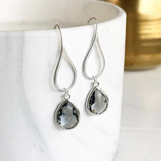 Boho Zirconia Pendant Earrings In Sterling Silver