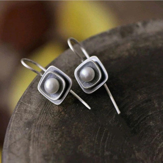Boho Cubic Pearl Earrings In Sterling Silver