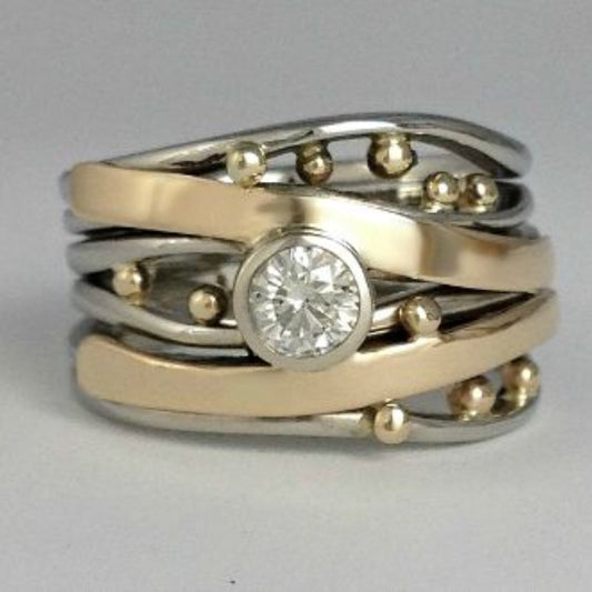 Gold Inlaid Zirconia Ring