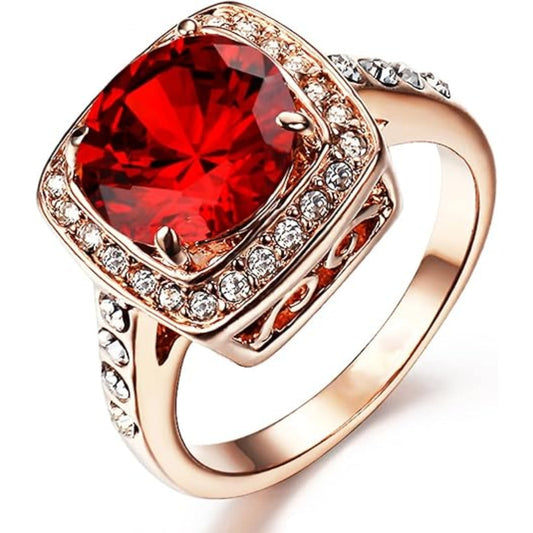 Ruby Halo Statement Ring | Rose Gold