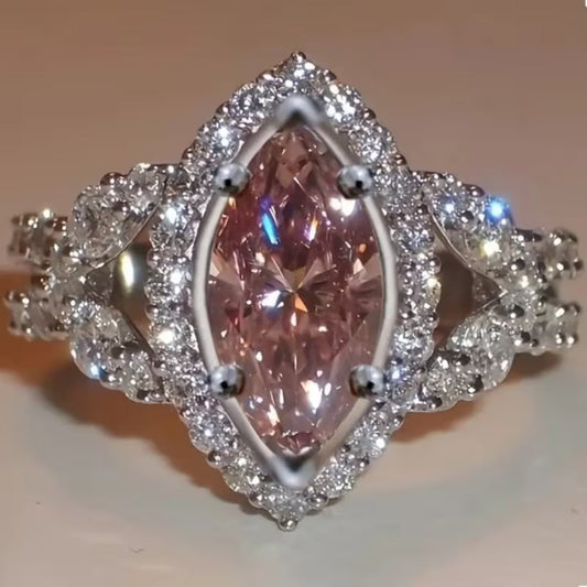 Pink Oval Crystal Ring