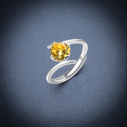 Irregular Orange Glass Silver Ring