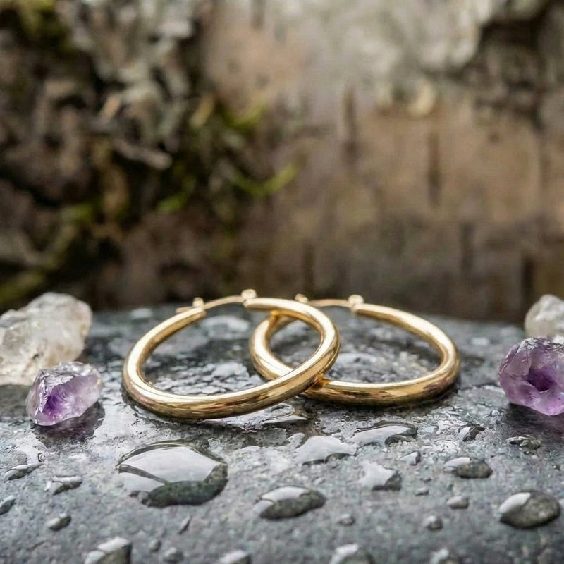 Classic Smooth Hoop Gold Earrings