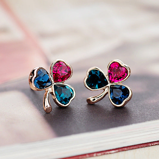 Colorful Crystal Clover Earrings