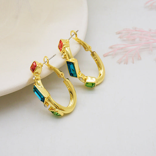 Colorful Crystal Hoop Earrings