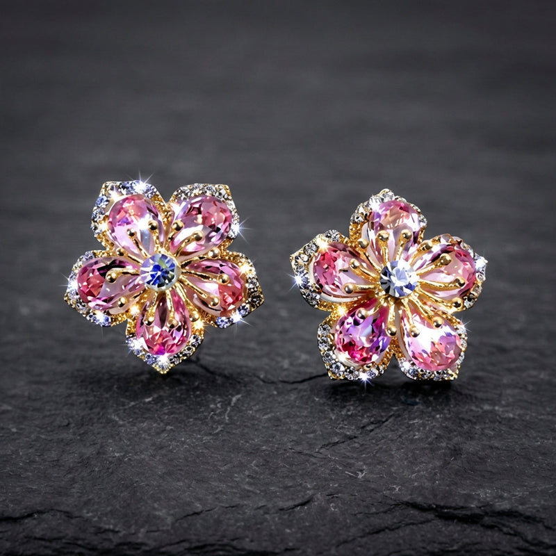 Crystal Blossom Zircon Earrings