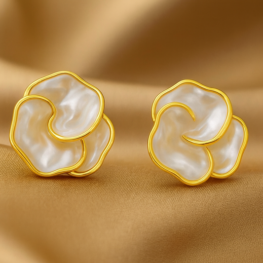 Luxe Gold Earrings With Pearls