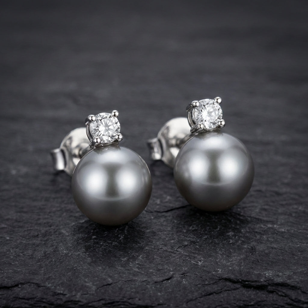 Elegant Black Pearl Zirconia Earrings