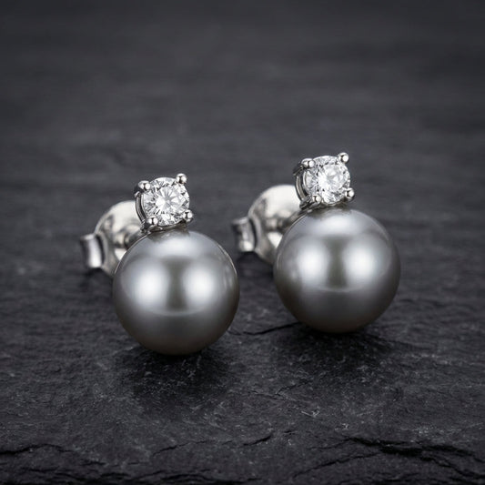 Elegant Black Pearl Zirconia Earrings