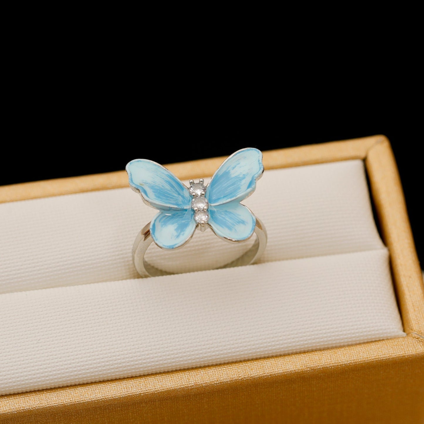 Elegant Blue Butterfly Ring