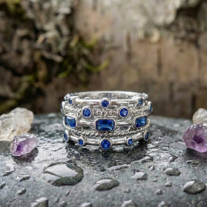 Elegant Blue Cubic Zirconia Ring