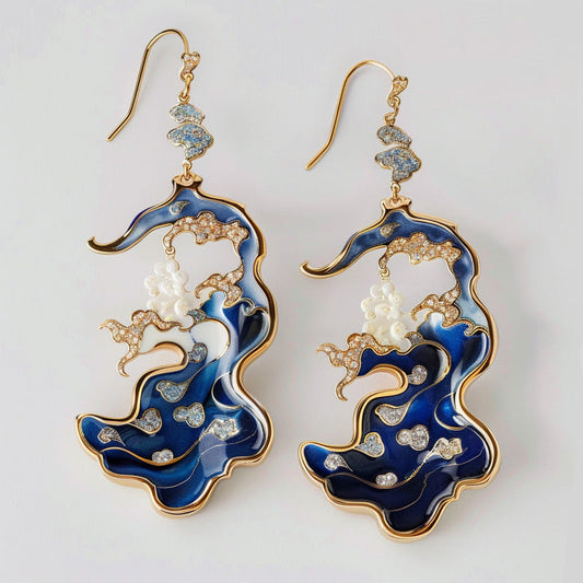 Elegant Blue Enamel Earrings