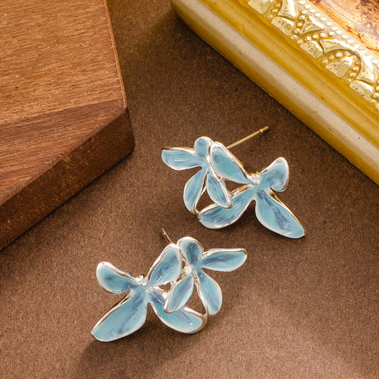 Elegant Blue Flower Earrings