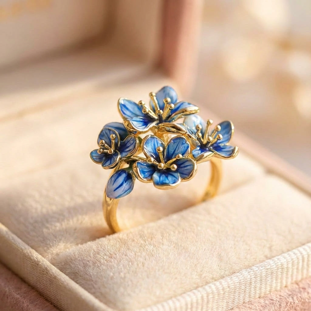 Elegant Blue Flower Ring