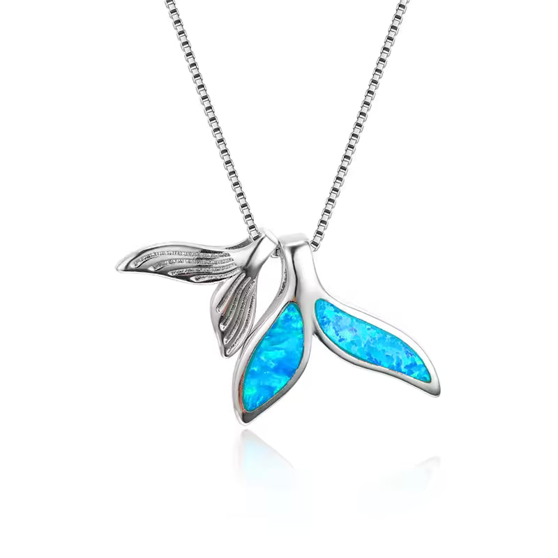 Elegant Blue Opal Butterfly Necklace
