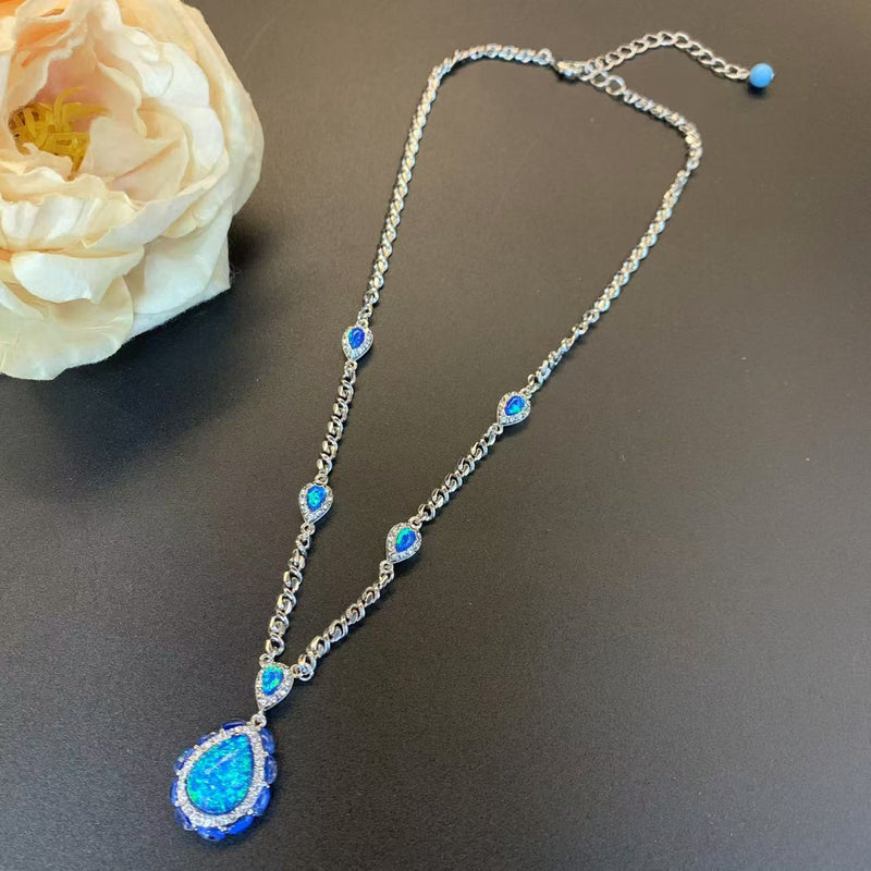 Elegant Blue Opal Necklace