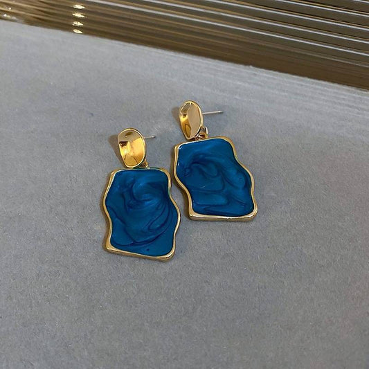 Elegant Blue Rose Earrings