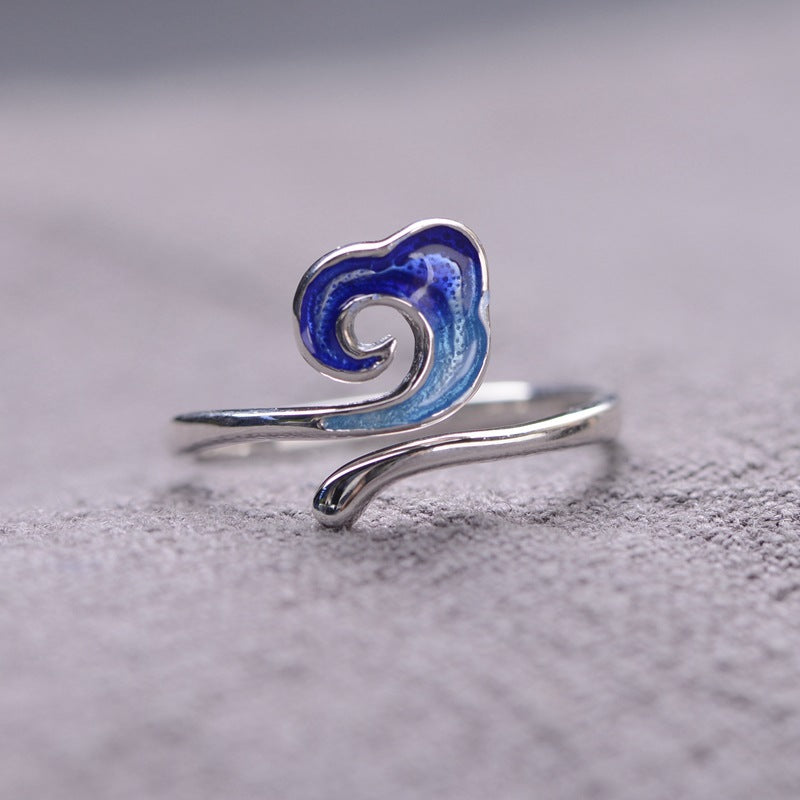 Elegant Blue Wave Ring