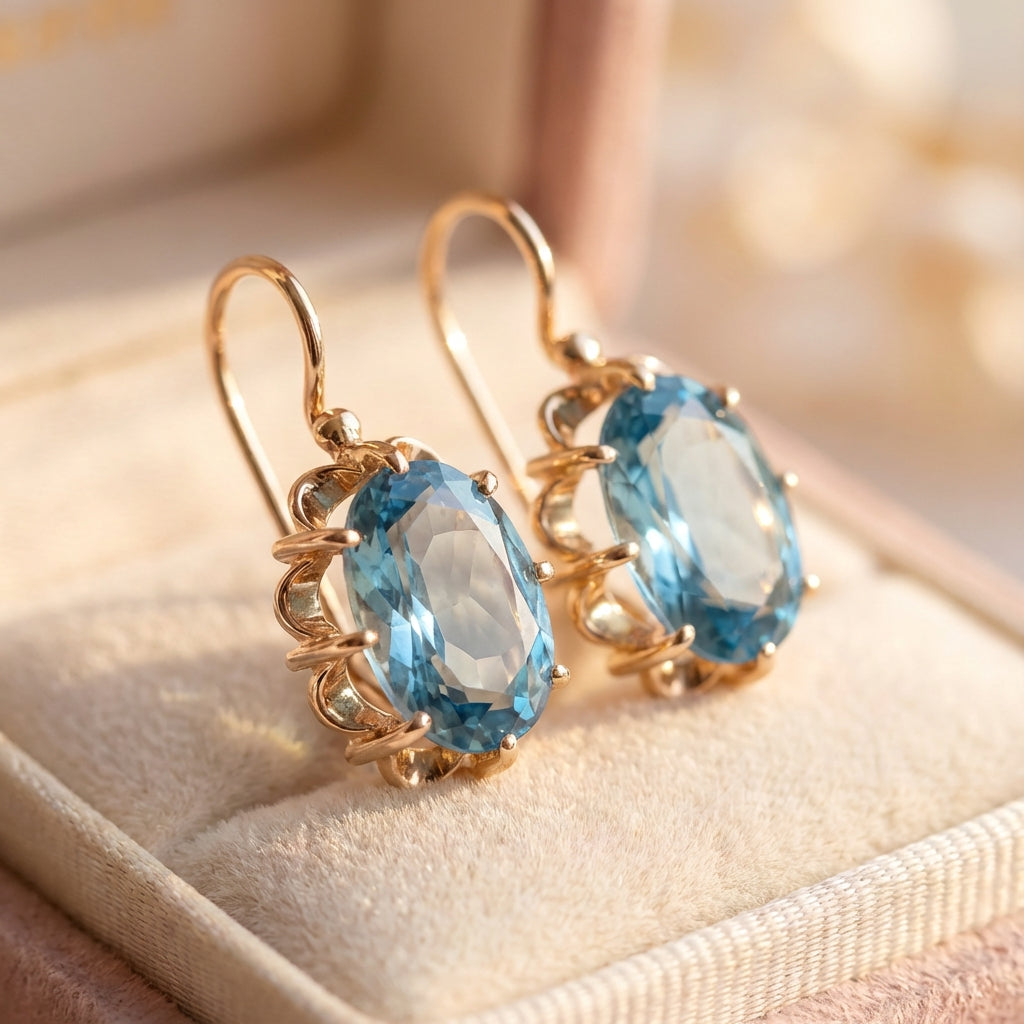 Elegant Blue Zircon Earrings