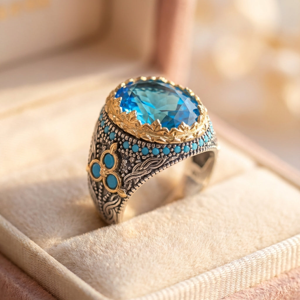 Elegant Blue Zircon Ring