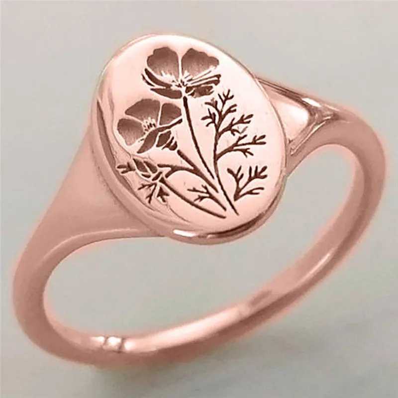 Elegant Botanical Oval Ring
