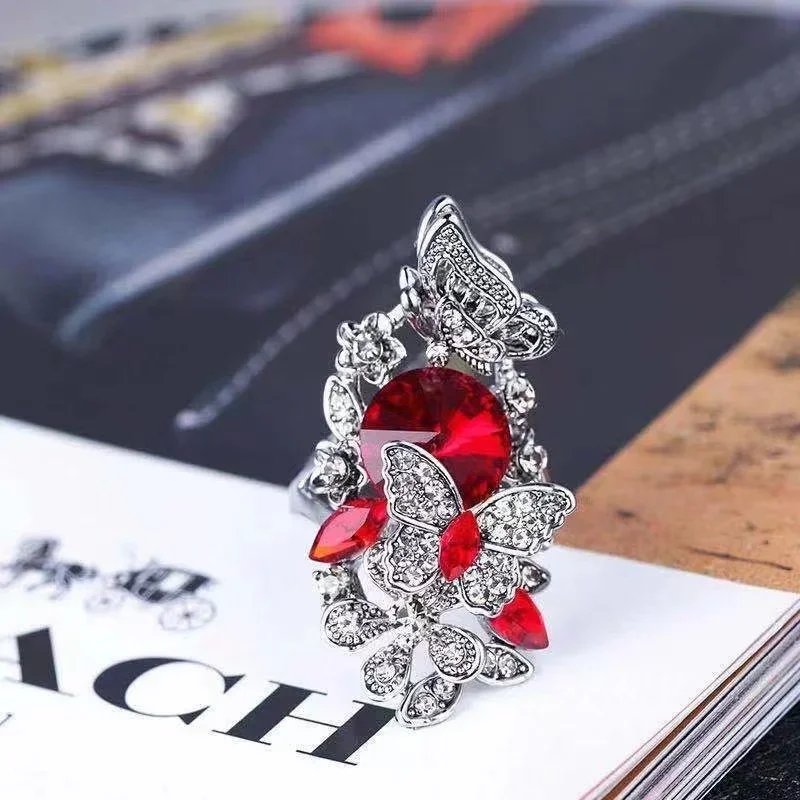 Elegant Butterfly Crystal Ring