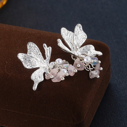 Elegant Butterfly Pearl Earrings