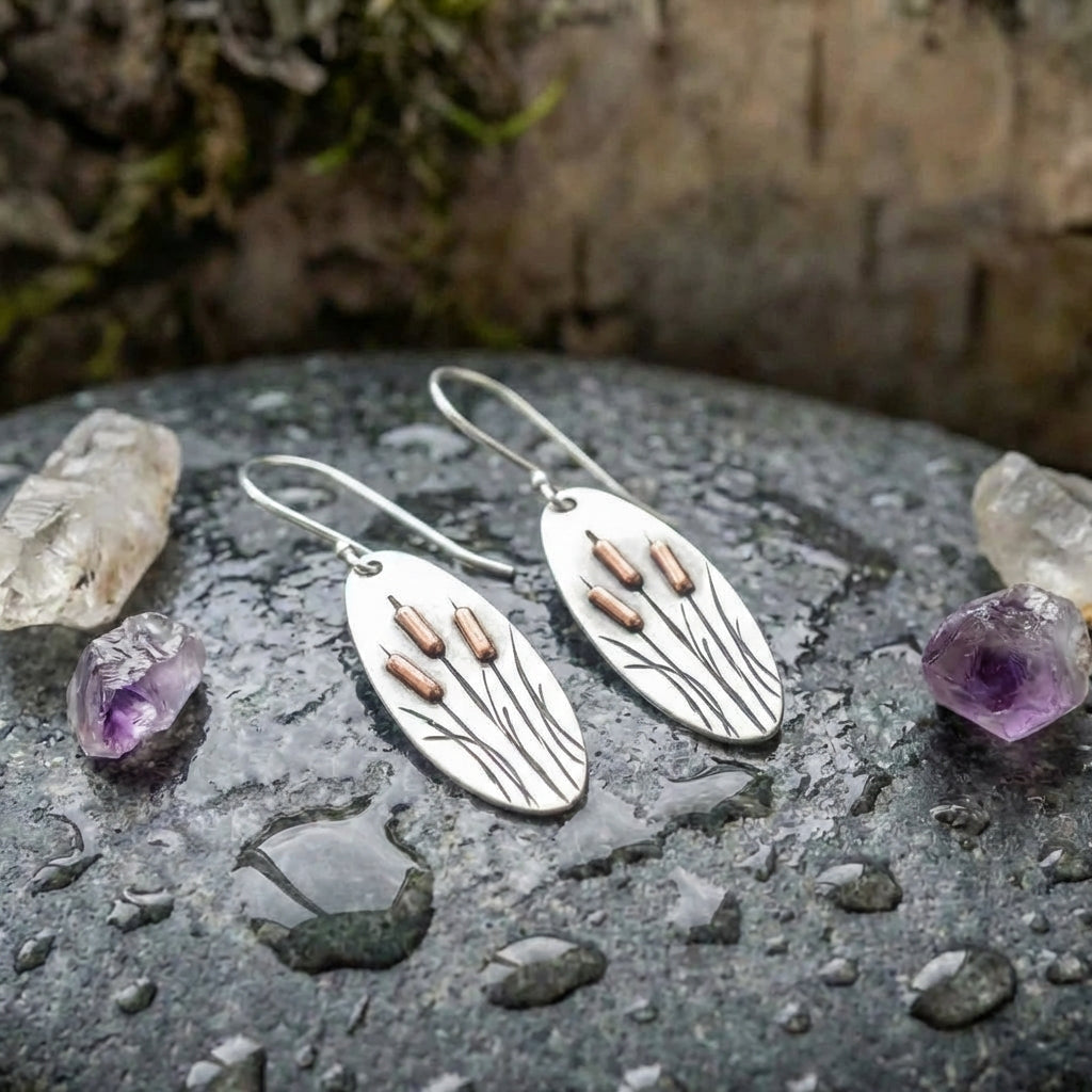 Elegant Cattail Dangle Earrings
