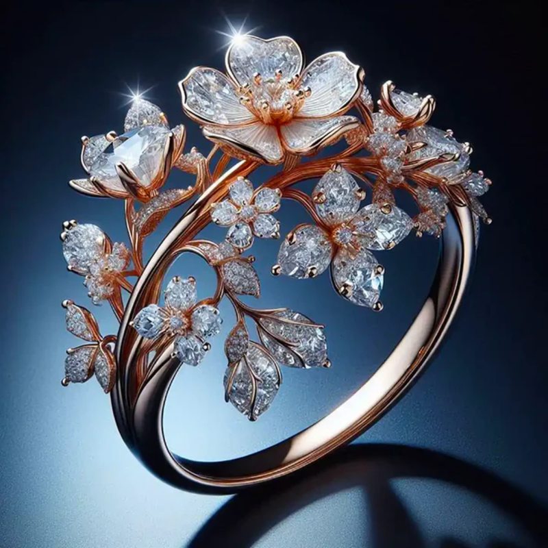 Elegant Crystal Blossom Ring