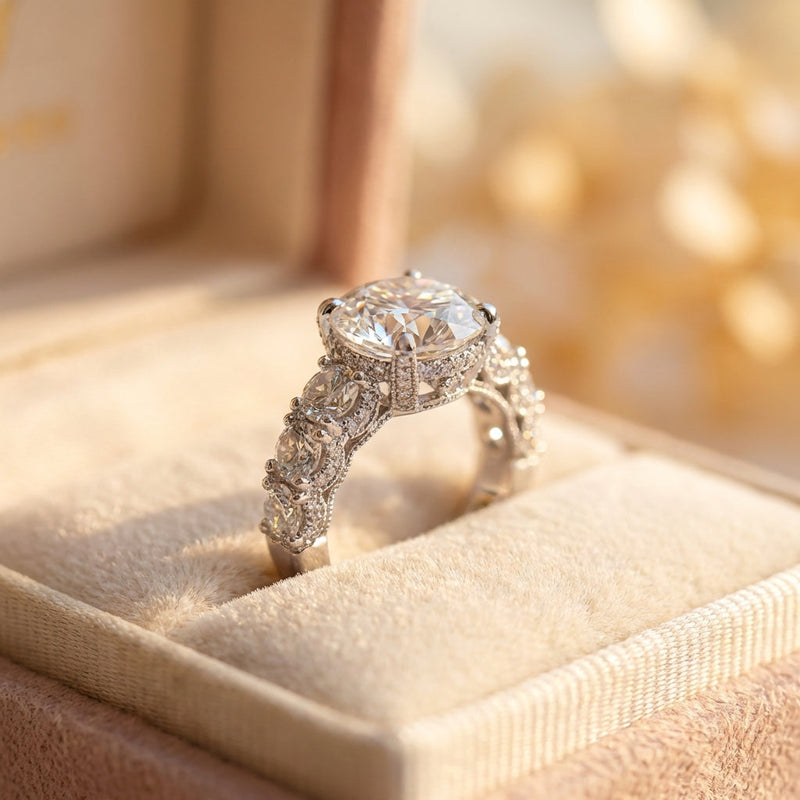 Elegant Crystal Engagement Ring