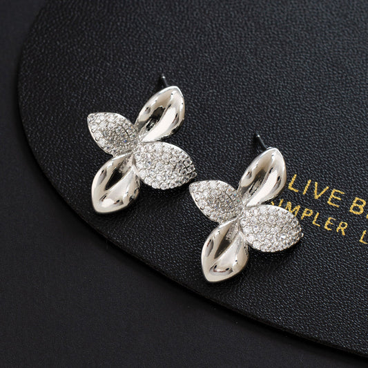 Elegant Crystal Leaf Earrings
