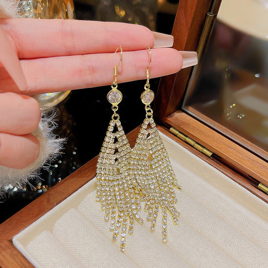 Elegant Crystal Tassel Earrings