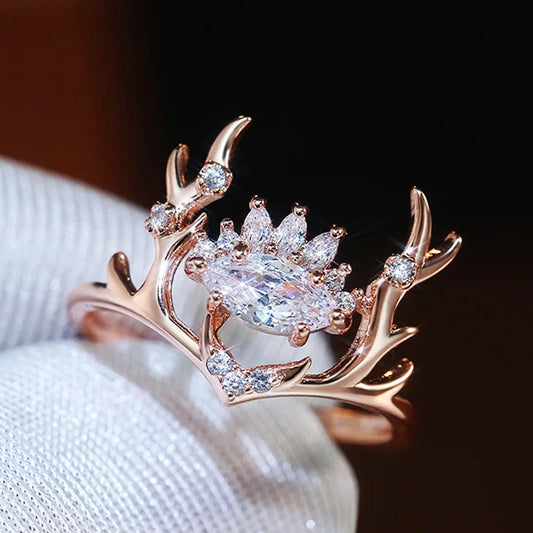 Elegant Elk Crystal Ring