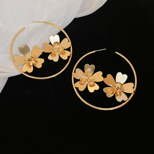 Elegant Floral Hoop Earrings