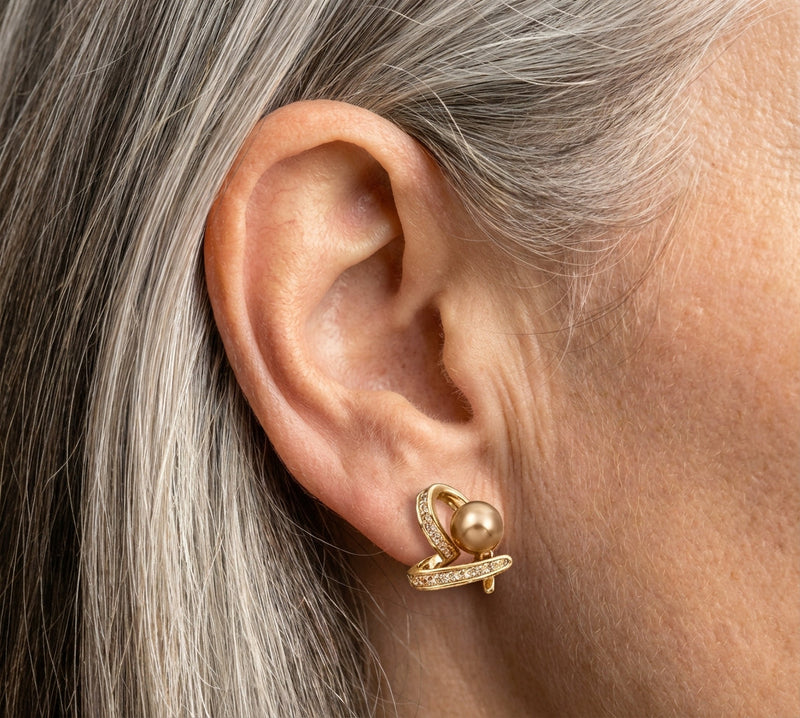 Heart Champagne Pearl Earrings