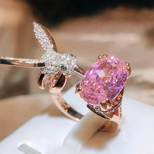 Elegant Hummingbird Pink Ring