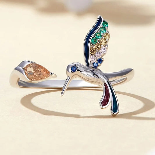 Elegant Hummingbird Ring