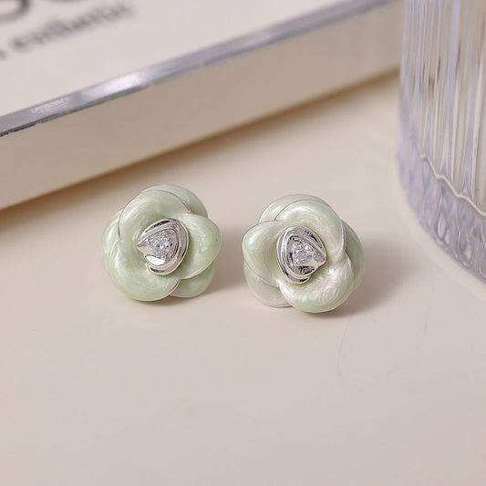 Elegant Jade Flower Earrings