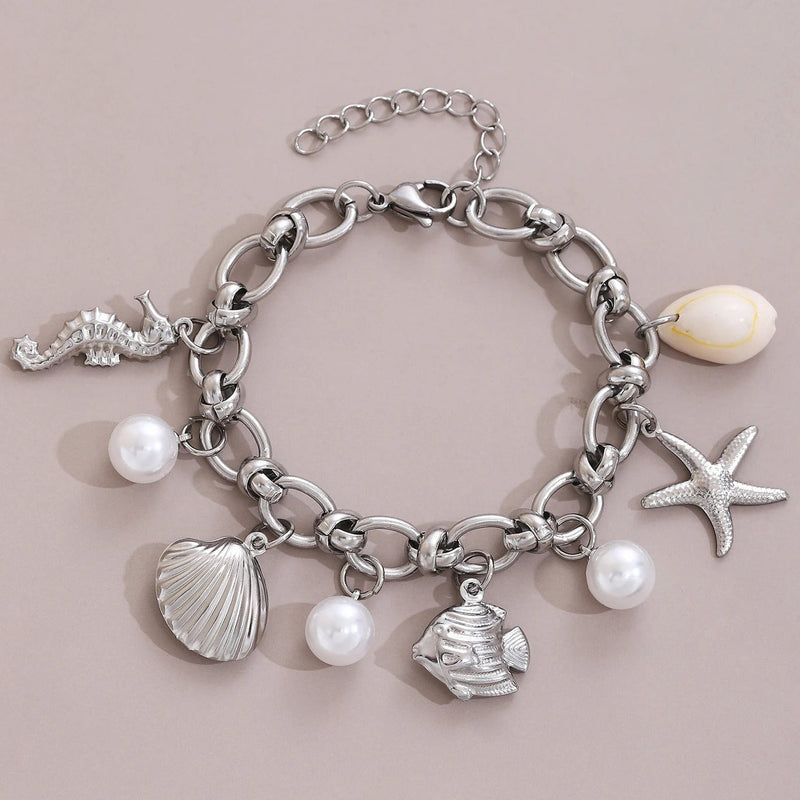 Elegant Pearl Charm Bracelet