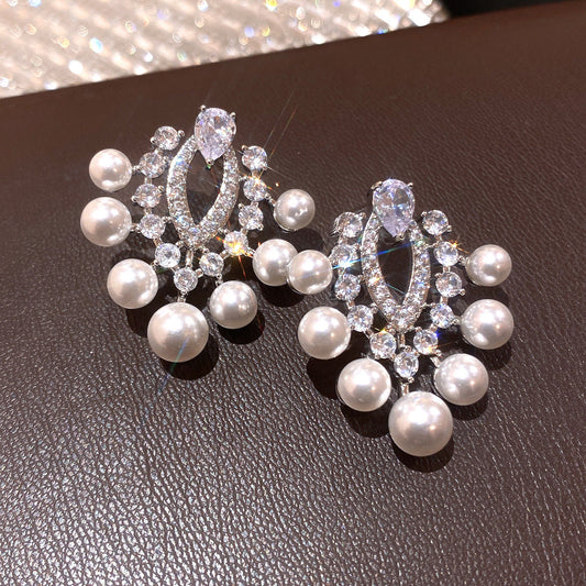 Elegant Pearl Crystal Earrings