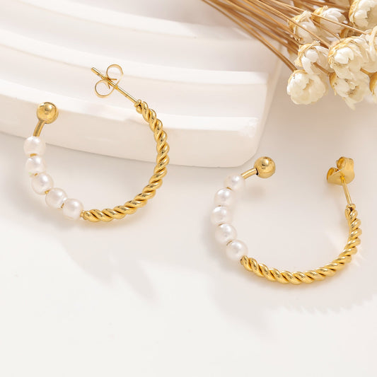 Elegant Pearl Gold Earrings