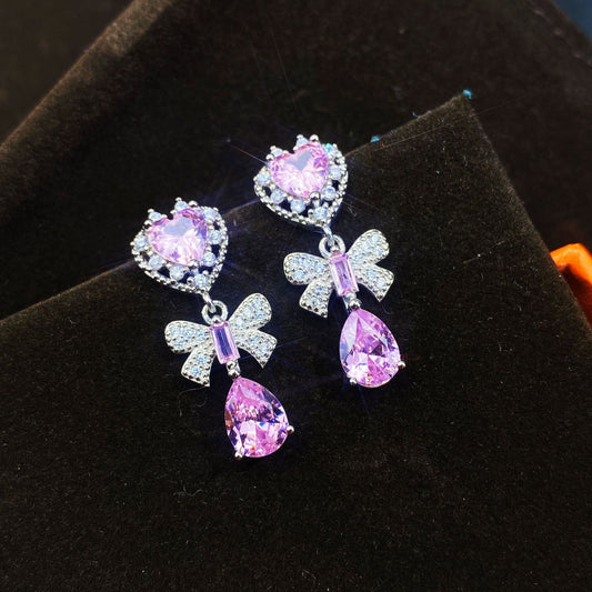 Elegant Pink Bow Earrings